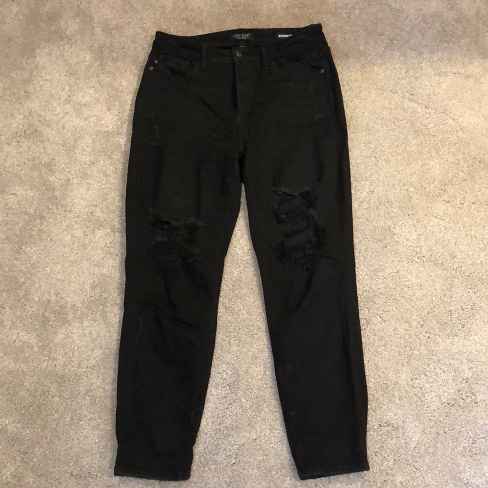 Judy Blue High Rise Distressed Girlfriend Jeans